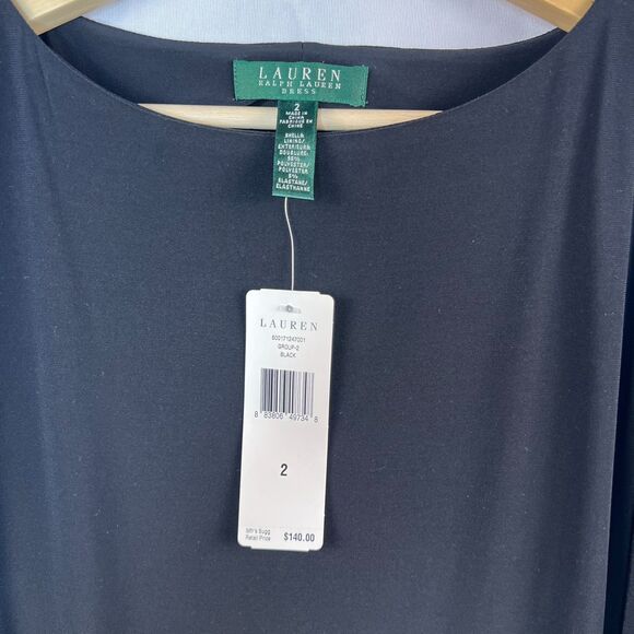 NWT Ralph Lauren Women's Cold Shoulder Slit Sleeve Black Dress Size XS -$140 - Picture 5 of 5